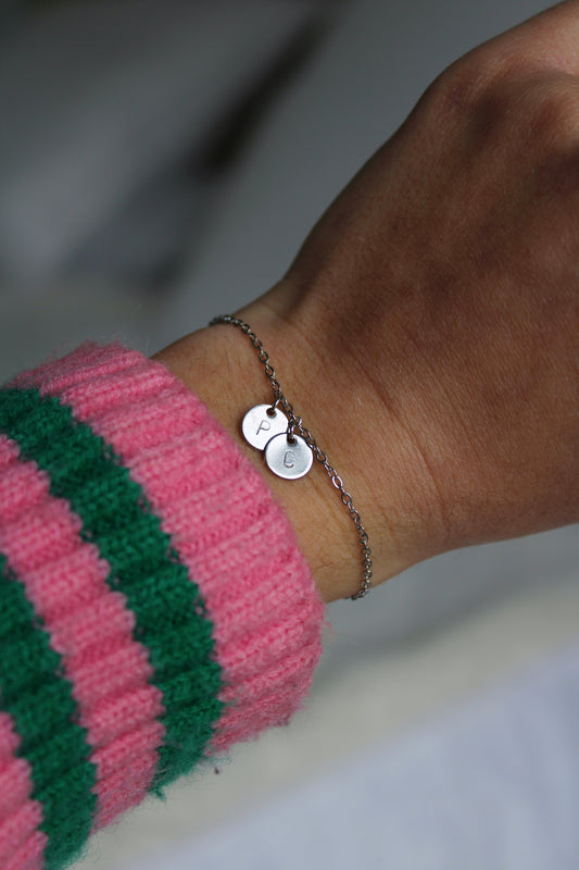 Toi et Moi ☆ argenté | Bracelet 2 initiales